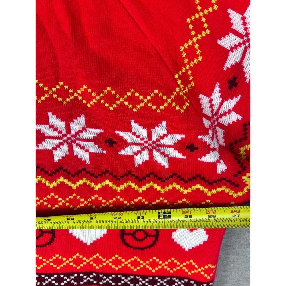 Pokemon Center Pikachu Snowman Ugly Christmas Sweater Mens XL‎ Red Knit Holiday